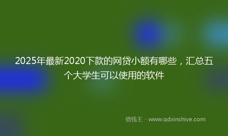 2025年最新2020下款的网贷小额有哪些，汇总五个大学生可以使用的软件