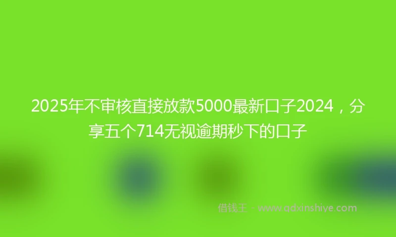 2025年不审核直接放款5000最新口子2024，分享五个714无视逾期秒下的口子