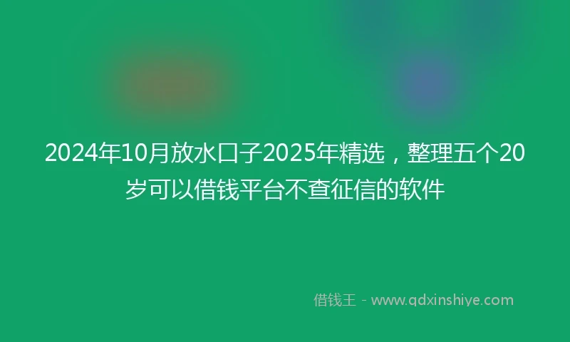 2024年10月放水口子2025年精选，整理五个20岁可以借钱平台不查征信的软件