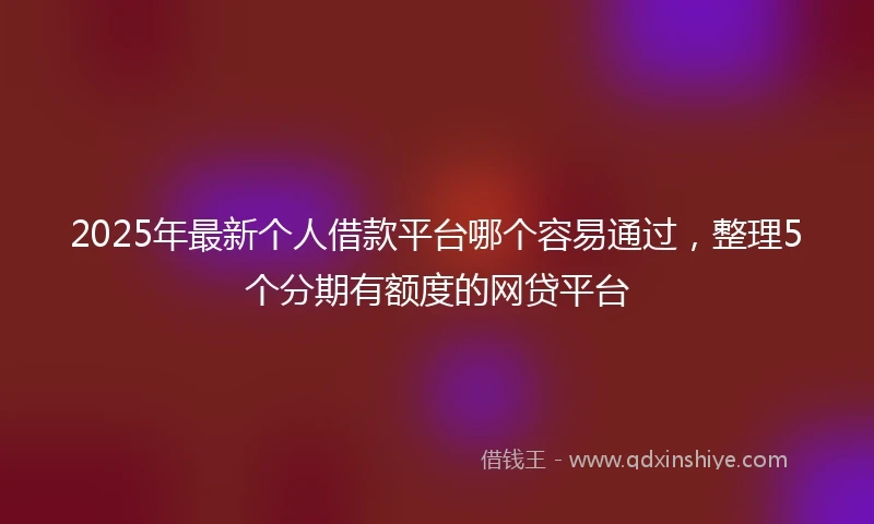 2025年最新个人借款平台哪个容易通过，整理5个分期有额度的网贷平台
