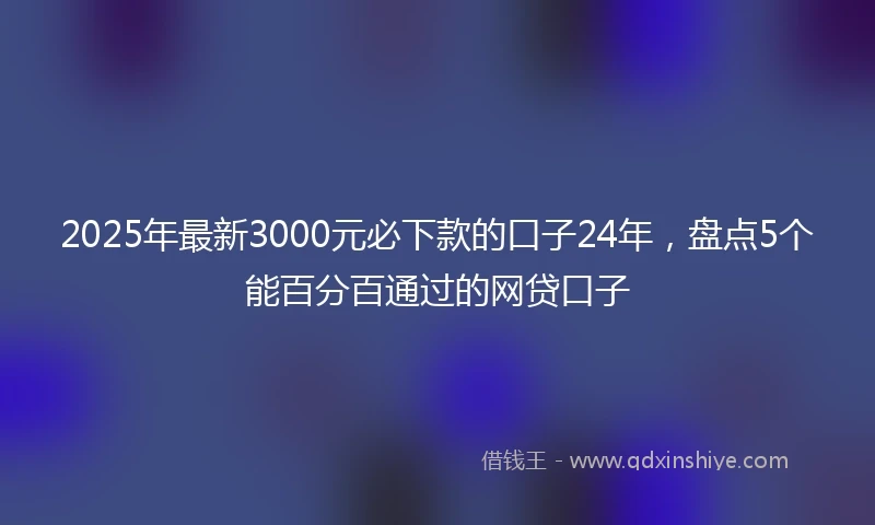 2025年最新3000元必下款的口子24年，盘点5个能百分百通过的网贷口子