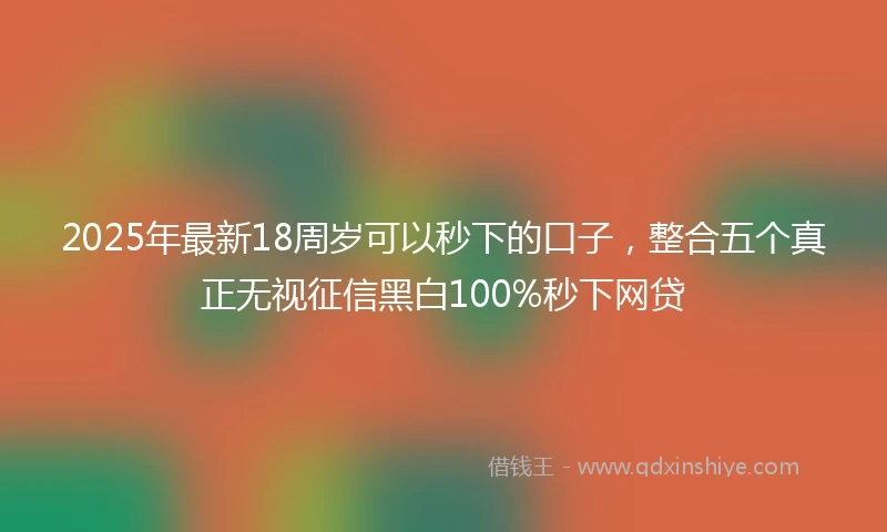 2025年最新18周岁可以秒下的口子，整合五个真正无视征信黑白100%秒下网贷