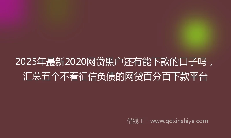 2025年最新2020网贷黑户还有能下款的口子吗，汇总五个不看征信负债的网贷百分百下款平台