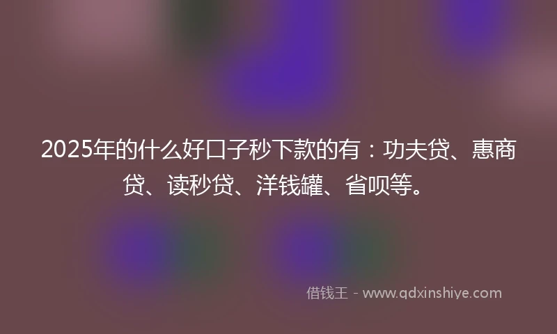 2025年的什么好口子秒下款的有：功夫贷、惠商贷、读秒贷、洋钱罐、省呗等。