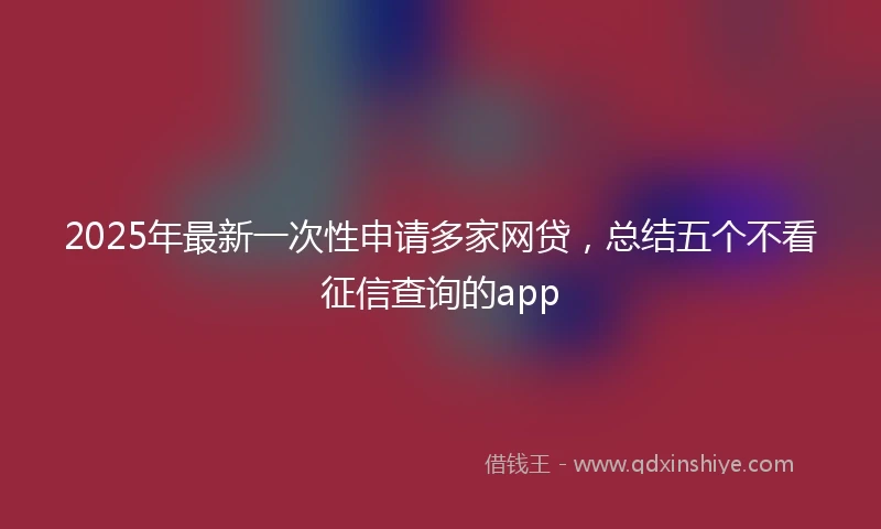 2025年最新一次性申请多家网贷，总结五个不看征信查询的app