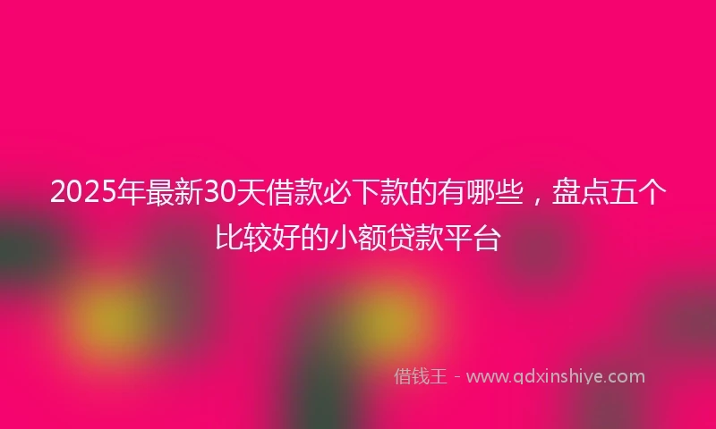 2025年最新30天借款必下款的有哪些，盘点五个比较好的小额贷款平台