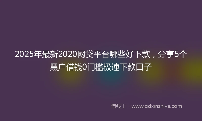2025年最新2020网贷平台哪些好下款，分享5个黑户借钱0门槛极速下款口子