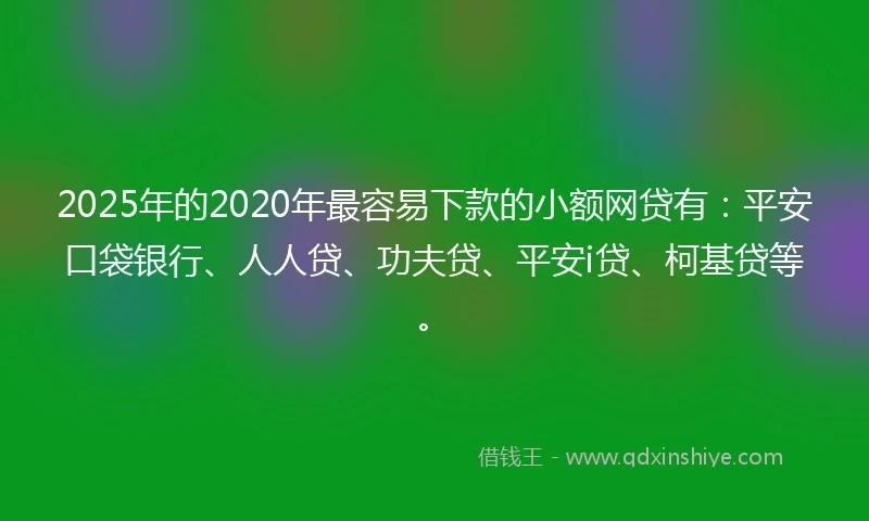 2025年的2020年最容易下款的小额网贷有：平安口袋银行、人人贷、功夫贷、平安i贷、柯基贷等。