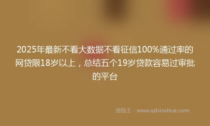 2025年最新不看大数据不看征信100%通过率的网贷限18岁以上，总结五个19岁贷款容易过审批的平台
