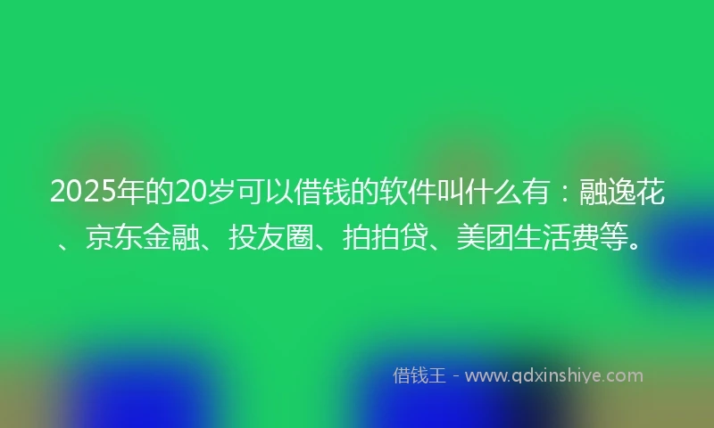 2025年的20岁可以借钱的软件叫什么有：融逸花、京东金融、投友圈、拍拍贷、美团生活费等。