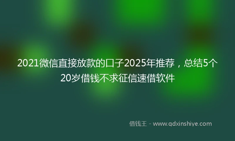 2021微信直接放款的口子2025年推荐，总结5个20岁借钱不求征信速借软件