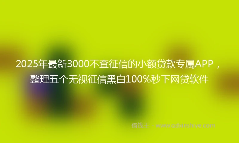 2025年最新3000不查征信的小额贷款专属APP，整理五个无视征信黑白100%秒下网贷软件