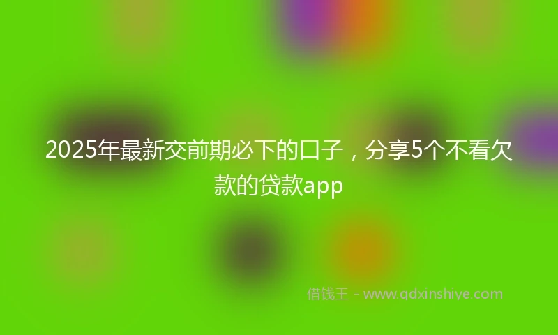 2025年最新交前期必下的口子，分享5个不看欠款的贷款app