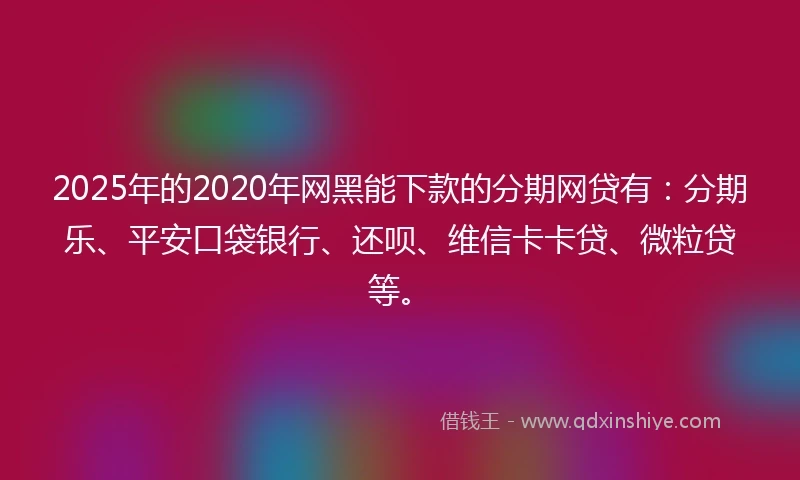 2025年的2020年网黑能下款的分期网贷有：分期乐、平安口袋银行、还呗、维信卡卡贷、微粒贷等。