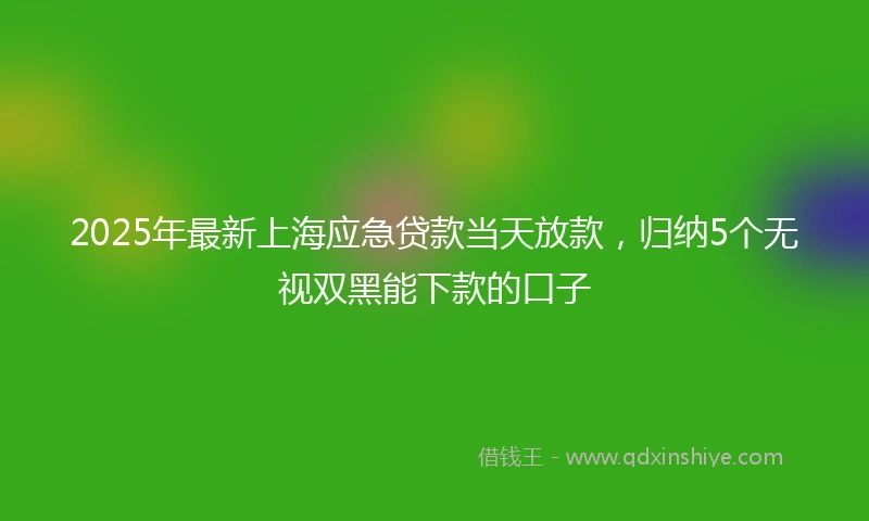 2025年最新上海应急贷款当天放款，归纳5个无视双黑能下款的口子