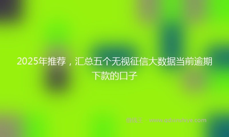 2025年推荐，汇总五个无视征信大数据当前逾期下款的口子