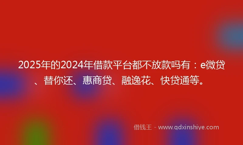 2025年的2024年借款平台都不放款吗有：e微贷、替你还、惠商贷、融逸花、快贷通等。