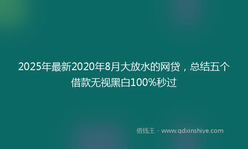 2025年最新2020年8月大放水的网贷，总结五个借款无视黑白100%秒过