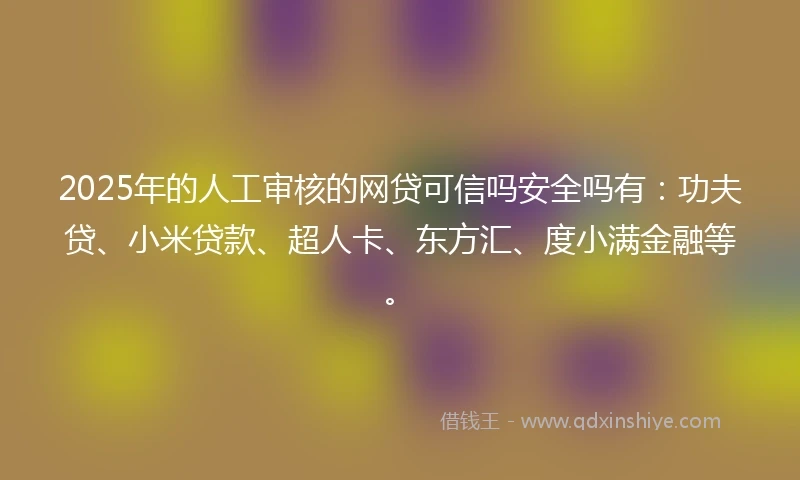 2025年的人工审核的网贷可信吗安全吗有：功夫贷、小米贷款、超人卡、东方汇、度小满金融等。