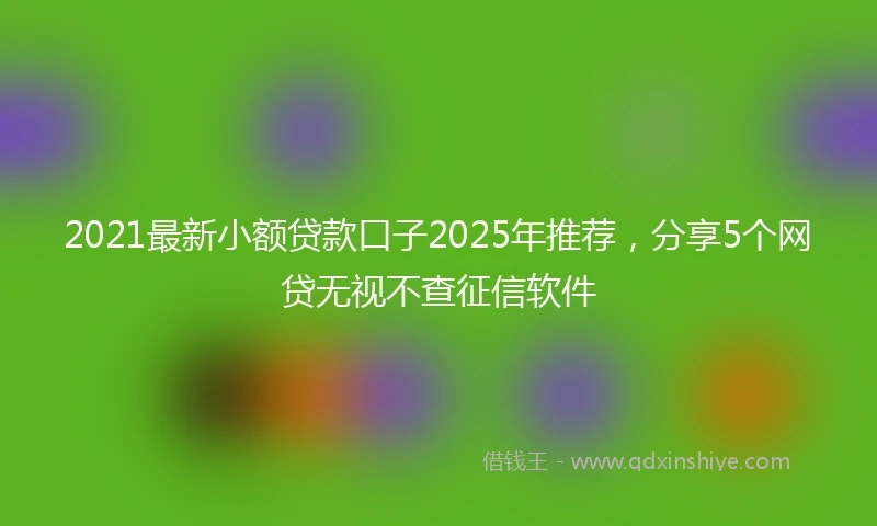 2021最新小额贷款口子2025年推荐，分享5个网贷无视不查征信软件