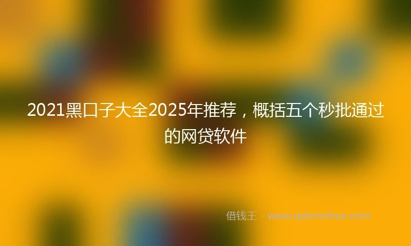 2021黑口子大全2025年推荐，概括五个秒批通过的网贷软件