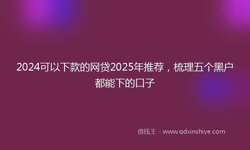 2024可以下款的网贷2025年推荐，梳理五个黑户都能下的口子