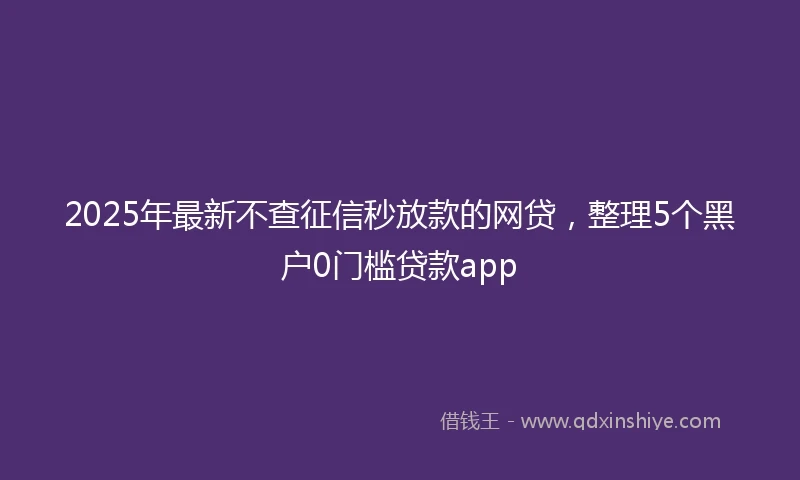 2025年最新不查征信秒放款的网贷，整理5个黑户0门槛贷款app