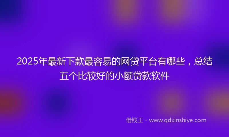 2025年最新下款最容易的网贷平台有哪些，总结五个比较好的小额贷款软件