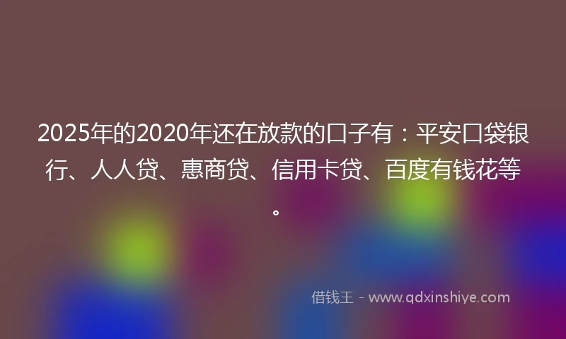 2025年的2020年还在放款的口子有：平安口袋银行、人人贷、惠商贷、信用卡贷、百度有钱花等。
