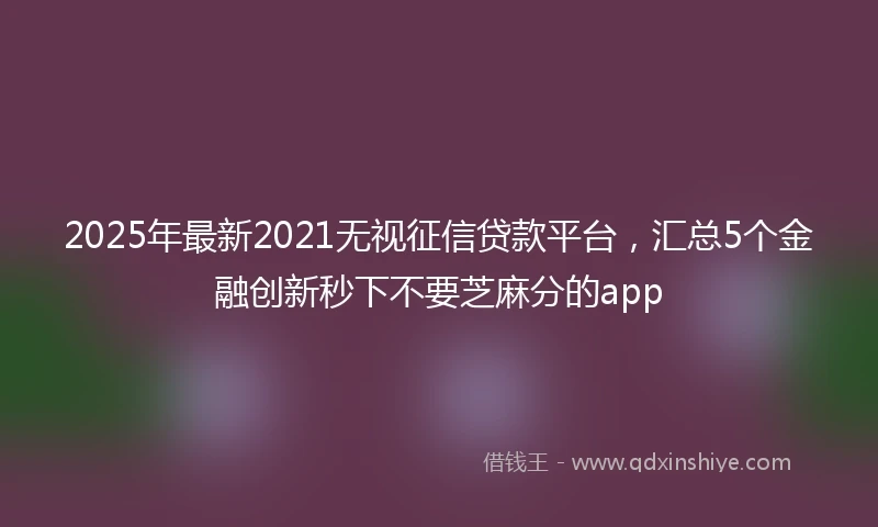 2025年最新2021无视征信贷款平台，汇总5个金融创新秒下不要芝麻分的app