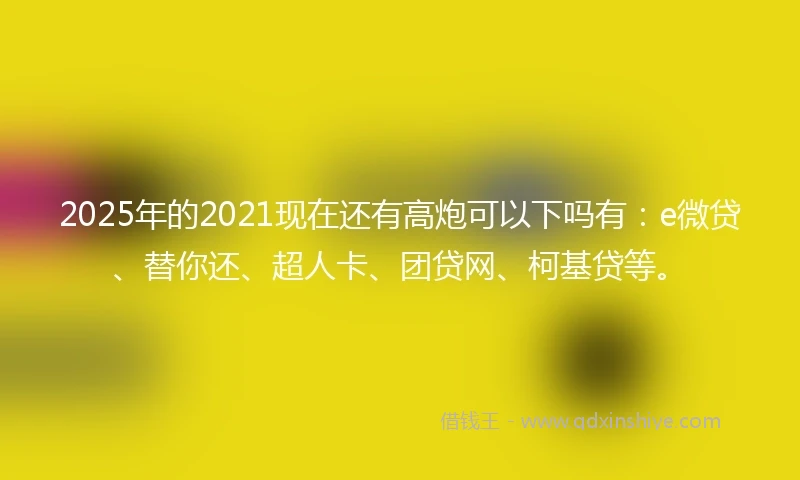 2025年的2021现在还有高炮可以下吗有:e微贷、替你还、超人卡、团贷网、柯基贷等。