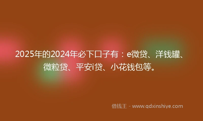 2025年的2024年必下口子有：e微贷、洋钱罐、微粒贷、平安i贷、小花钱包等。