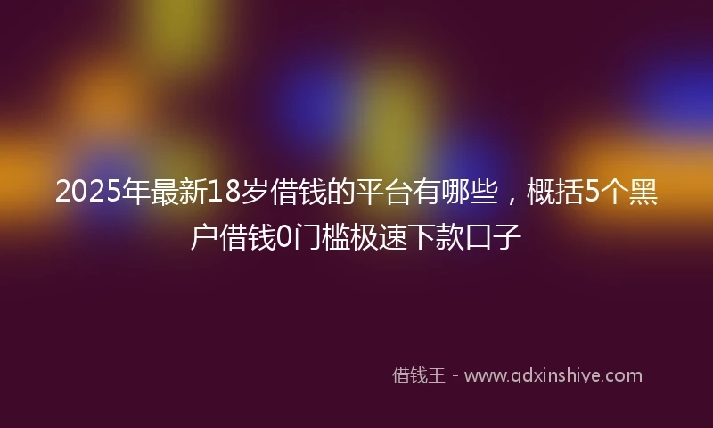 2025年最新18岁借钱的平台有哪些，概括5个黑户借钱0门槛极速下款口子