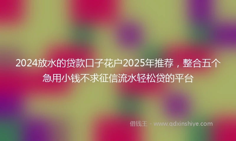2024放水的贷款口子花户2025年推荐，整合五个急用小钱不求征信流水轻松贷的平台