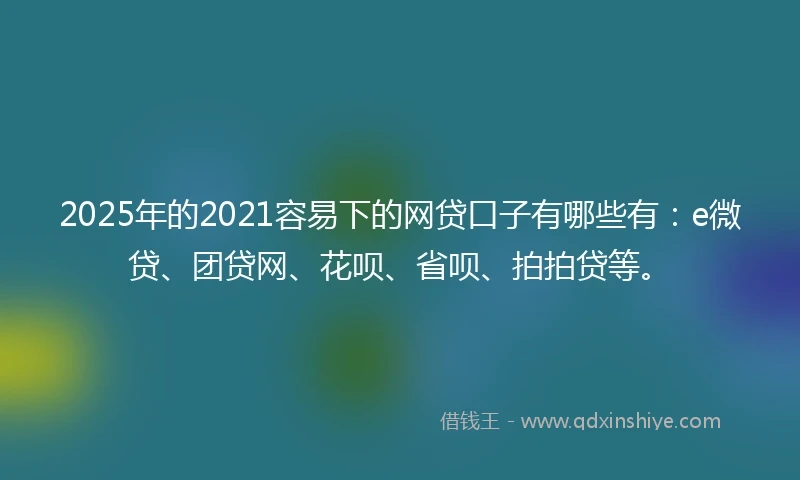 2025年的2021容易下的网贷口子有哪些有：e微贷、团贷网、花呗、省呗、拍拍贷等。
