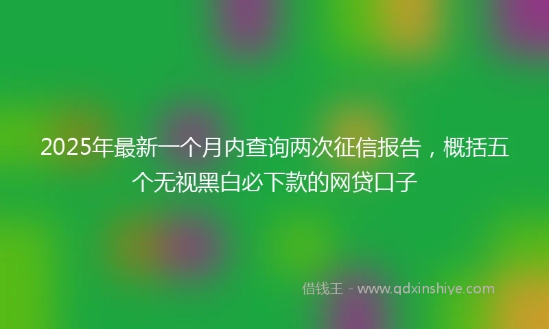 2025年最新一个月内查询两次征信报告，概括五个无视黑白必下款的网贷口子