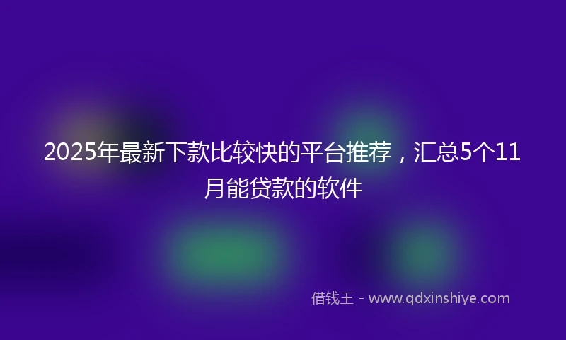 2025年最新下款比较快的平台推荐，汇总5个11月能贷款的软件