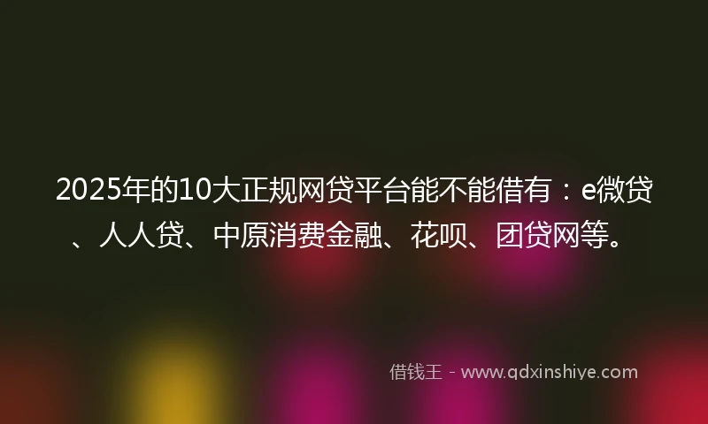 2025年的10大正规网贷平台能不能借有：e微贷、人人贷、中原消费金融、花呗、团贷网等。
