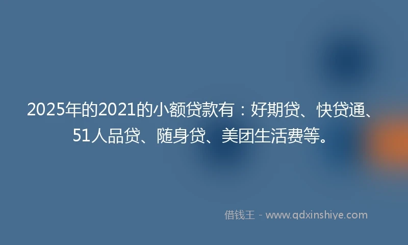 2025年的2021的小额贷款有：好期贷、快贷通、51人品贷、随身贷、美团生活费等。