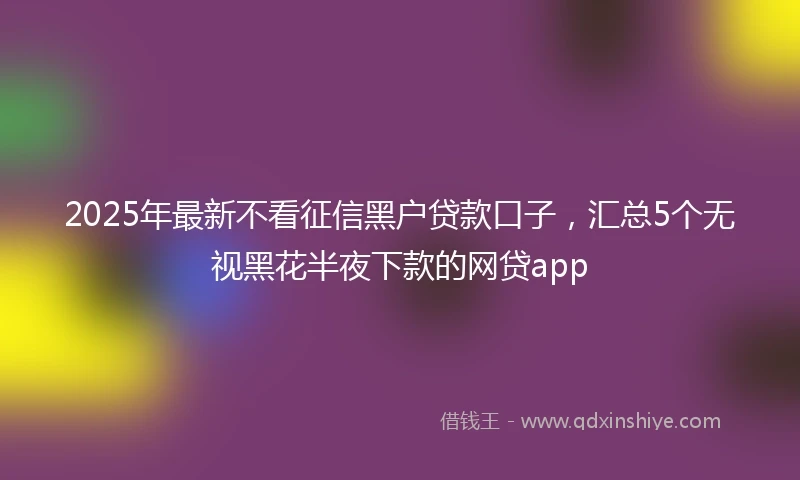 2025年最新不看征信黑户贷款口子，汇总5个无视黑花半夜下款的网贷app