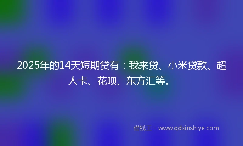 2025年的14天短期贷有：我来贷、小米贷款、超人卡、花呗、东方汇等。