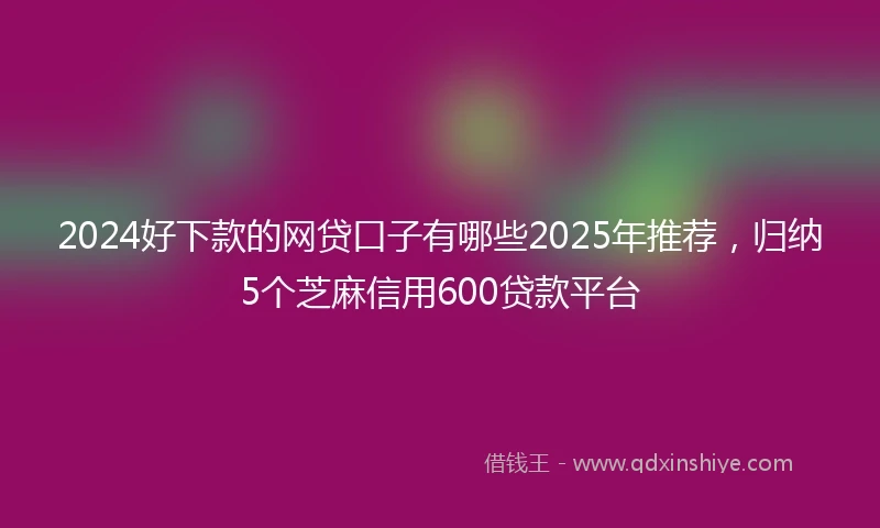 2024好下款的网贷口子有哪些2025年推荐，归纳5个芝麻信用600贷款平台