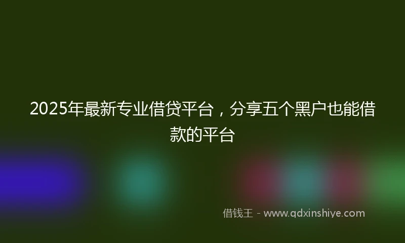 2025年最新专业借贷平台，分享五个黑户也能借款的平台
