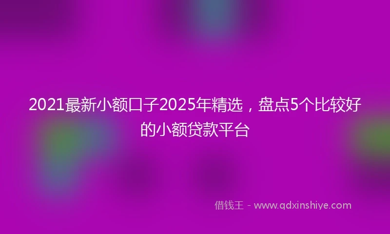 2021最新小额口子2025年精选，盘点5个比较好的小额贷款平台