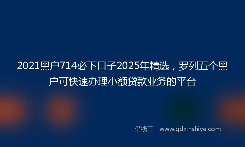 2021黑户714必下口子2025年精选，罗列五个黑户可快速办理小额贷款业务的平台