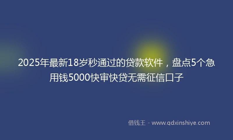 2025年最新18岁秒通过的贷款软件，盘点5个急用钱5000快审快贷无需征信口子