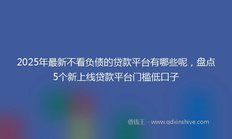 2025年最新不看负债的贷款平台有哪些呢，盘点5个新上线贷款平台门槛低口子