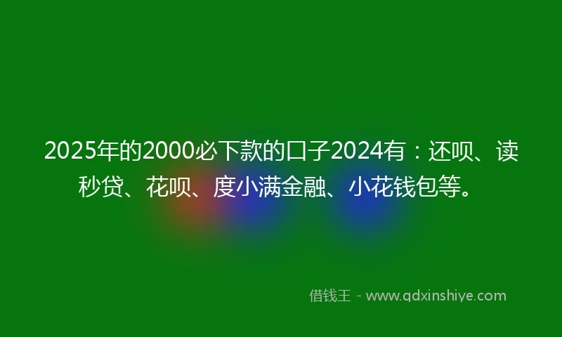 2025年的2000必下款的口子2024有：还呗、读秒贷、花呗、度小满金融、小花钱包等。