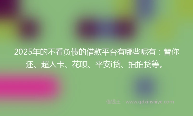 2025年的不看负债的借款平台有哪些呢有：替你还、超人卡、花呗、平安i贷、拍拍贷等。