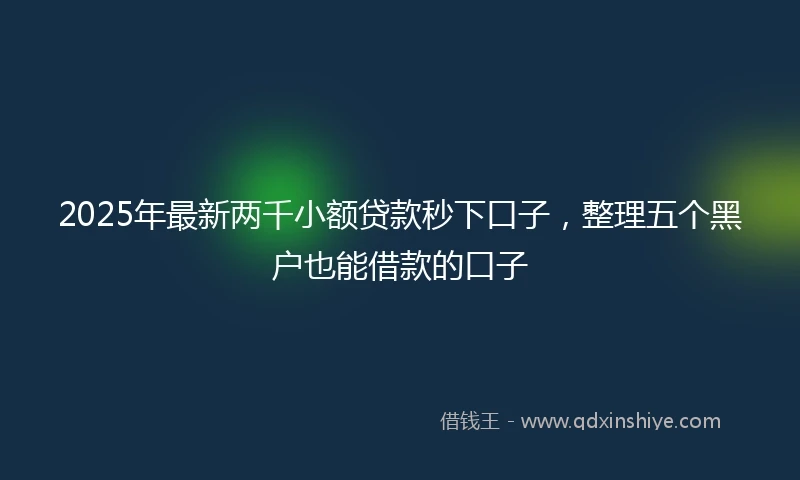 2025年最新两千小额贷款秒下口子，整理五个黑户也能借款的口子